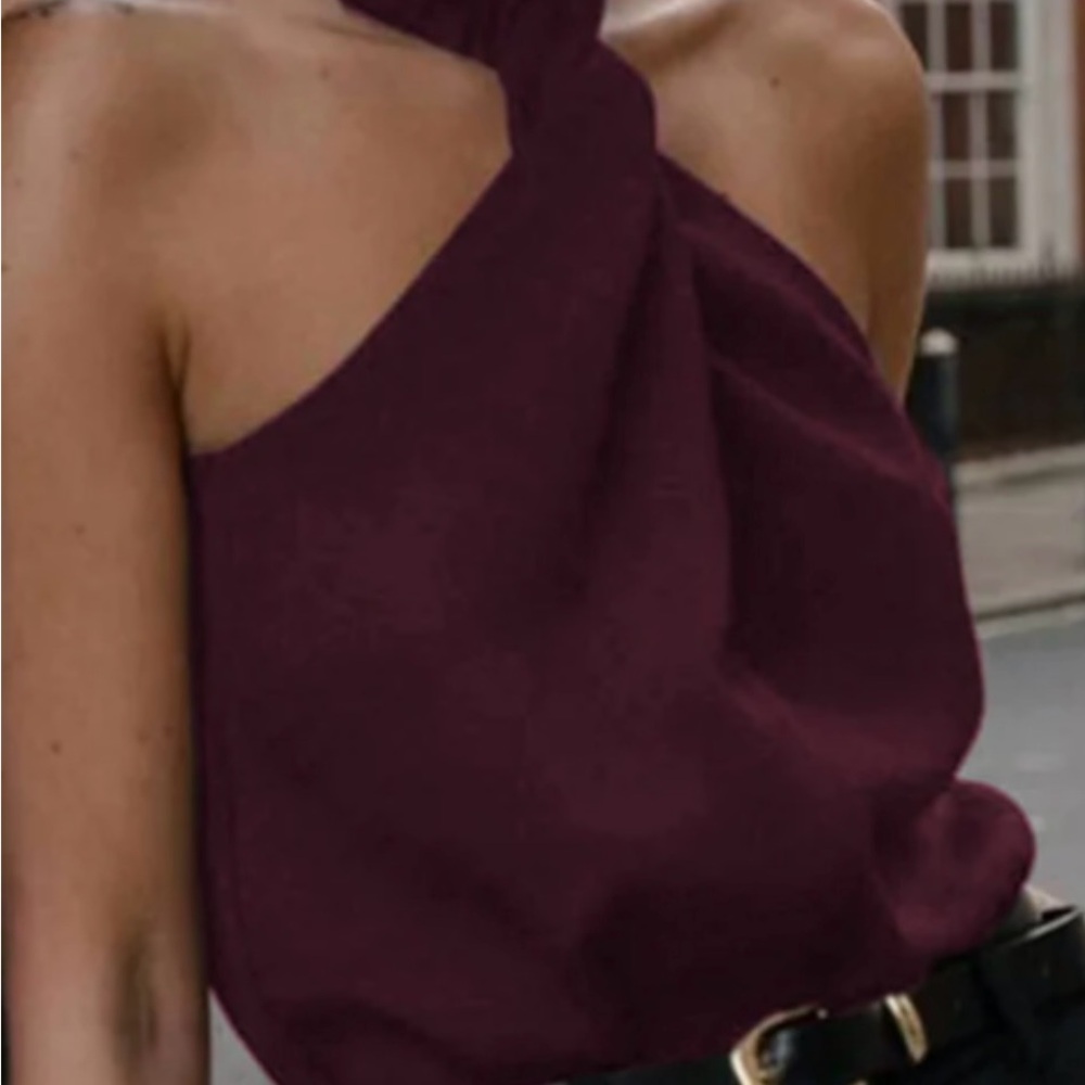 Burgundy Cross Halter Tank
